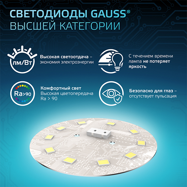 купить Лампа свд 220В GU5.3 9Вт 4100К 830лм MR16 прозрачная Gauss  в Иванове Лампа свд 220В GU5.3 9Вт 4100К 830лм MR16 прозрачная Gauss