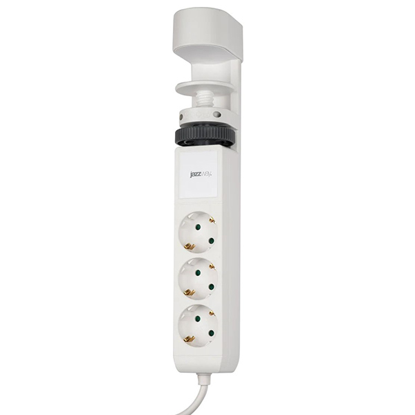 Удлинитель 3-мест 1,5м ПВС 3*1 белый выкл 3*USB Jazzway  струбцина