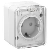 AtlasDesign Profi54 белый розетка открытая 1-мест шторки IP54 