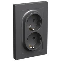 AtlasDesign базальт розетка скрытая 2-мест заземление шторки IP20 в сборе
