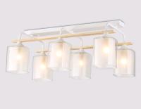 купить Светильник потолочный (люстра) 6*40Вт E27 белый/светлое дерево в Иванове Светильник потолочный (люстра) 6*40Вт E27 белый/светлое дерево