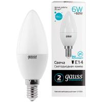 Лампа свеча свд Е14 6Вт 4100К 450лм С35 матовая Gauss 