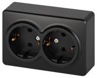 Эксперт антрацит розетка открытй 2-мест заземление IP20