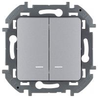 купить Инспириа выключатель скрытая алюминий 2кл 10А с подсветкой IP20  в Иванове Инспириа выключатель скрытая алюминий 2кл 10А с подсветкой IP20