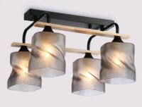 купить Светильник потолочный (люстра) 4*40Вт E27 черный/дерево в Иванове Светильник потолочный (люстра) 4*40Вт E27 черный/дерево