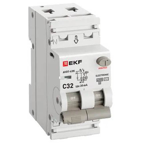 Автоматический выключатель дифференциального тока АВДТ-63N 1P+N 32А 30мА характеристика C тип AC электронный 6кА PROXIMA EKF