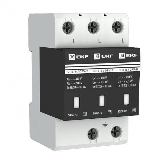 Ограничитель импульсных напряжений ОПВ-B/4P ОПВ-B/3P In 30кА 400В с сигн.