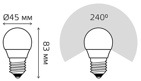 Лампа шар свд Е27 7Вт 4100К 470лм G45 матовый Gauss 3шт комплект