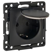 купить Стокгольм черный розетка скрытая 1-мест заземление с крышкой шторки IP44  в Иванове Стокгольм черный розетка скрытая 1-мест заземление с крышкой шторки IP44