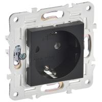 Сканди черный розетка скрытая 1-мест заземление IP20 