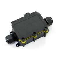 Коробка 131*80*37 прямоугольник черный IP68 3-вводная