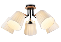 Светильник потолочный (люстра) 5*40Вт E27 черный/светлое дерево