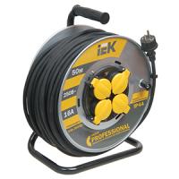 Удлинитель 4-мест 50м КГ 3*1,5 черный катушка металл IP44 IEK