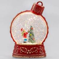 Светильник "Елочный шар" 10,6х13,5х4,2см 1свд белый с эффектом снегопада 2хААА