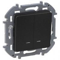 Инспириа выключатель скрытая антрацит 2кл 10А с подсветкой IP20 