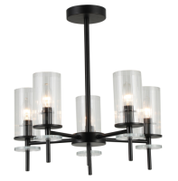 Светильник потолочный (люстра) 5*40Вт E14 черный/прозрачный классика