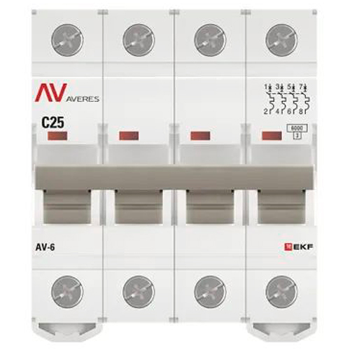 купить Автомат 4Р 25А C 6кА AV-6 EKF Averes  в Иванове Автомат 4Р 25А C 6кА AV-6 EKF Averes
