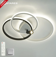 Светильник потолочный (люстра) свд 80Вт 3000-6500К 8000лм белый/черный пульт диммер подсветка 