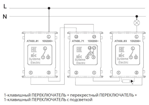 AtlasDesign переключатель скрытая жемчуг 1кл 10А IP20 перекрестный
