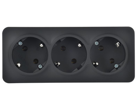 купить Глори черный розетка открытая 3-мест заземление IP20  в Иванове Глори черный розетка открытая 3-мест заземление IP20