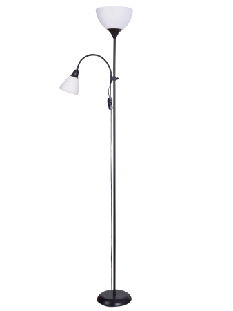 Торшер 2*60Вт E27+E14 черный