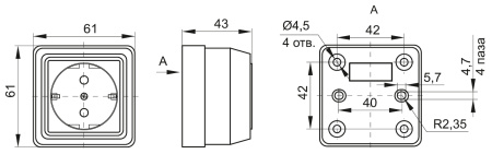 Октава сосна розетка открытая 1-мест заземление IP20 