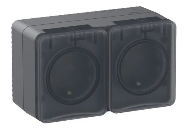 Атлас Профи коричневый розетка открытая 2-мест заземление шторки IP54 