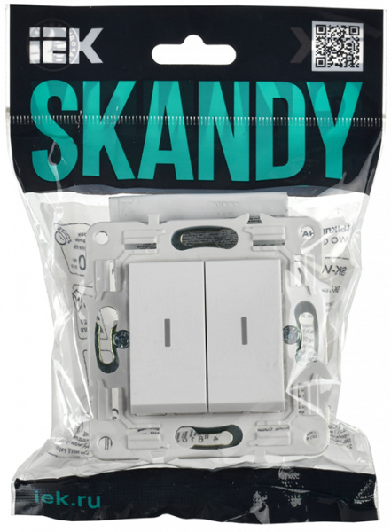 Сканди арктический белый выключатель 2кл с подсветкой скрытая 10А IP20