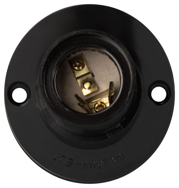 Патрон накладной E27 карболит черный ЭРА наклонный