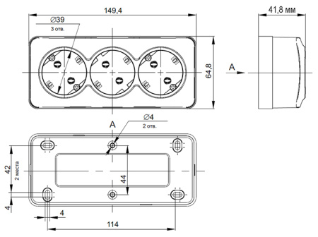 купить Глори черный розетка открытая 3-мест заземление IP20  в Иванове Глори черный розетка открытая 3-мест заземление IP20