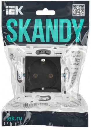 Сканди черный розетка скрытая 1-мест заземление IP20 
