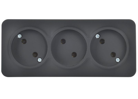 Глори черный розетка открытая 3-мест IP20 