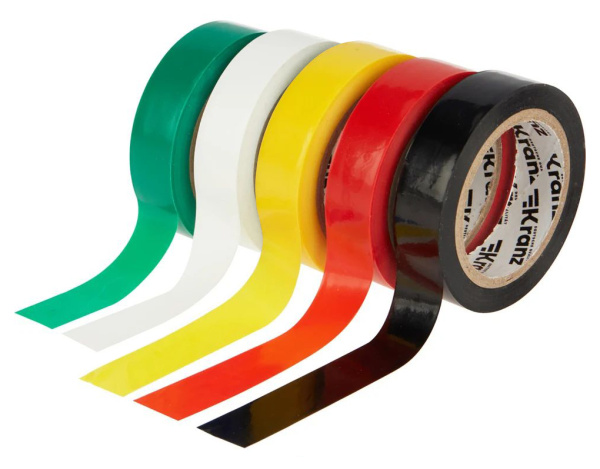 Изолента ПВХ 19мм*20м разноцветный Kranz набор 5шт