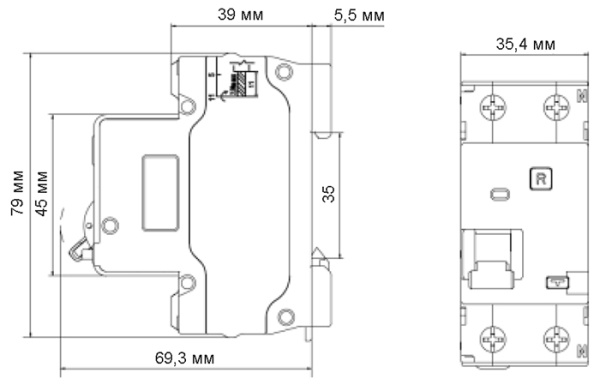 Дифавтомат 2Р 16А C 30мА 6кА ДИФ-103 2мод DEKraft