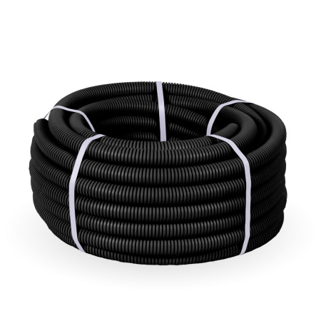 купить Труба гофра 25мм ПНД легкая 50м ПРОМРУКАВ черный с протяжкой  в Иванове Труба гофра 25мм ПНД легкая 50м ПРОМРУКАВ черный с протяжкой