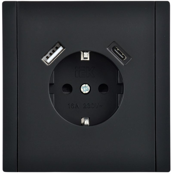 купить Фортепиано черный механизм розетки скрытая 1-мест заземление шторки USB IP20  в Иванове Фортепиано черный механизм розетки скрытая 1-мест заземление шторки USB IP20