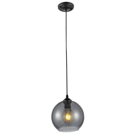 Светильник подвес 1*60Вт E27 черный/дымчатый шар капли 