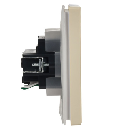 Фортепиано ваниль розетка скрытая 1-мест заземление с крышкой шторки IP44 