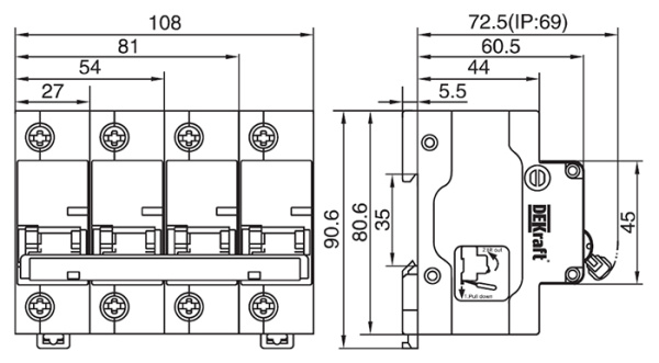 купить Автомат 3Р 63А C 10кА ВА-201 DEKraft в Иванове Автомат 3Р 63А C 10кА ВА-201 DEKraft