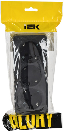 купить Глори черный розетка открытая 3-мест заземление IP20  в Иванове Глори черный розетка открытая 3-мест заземление IP20