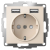 AtlasDesign бежевый розетка скрытая 1-мест заземление шторки USB IP20 2 USB A+A, 5В/2,4А, 2х5В/1,2А
