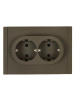 Фортепиано серый розетка скрытая 2-мест заземление шторки IP20 