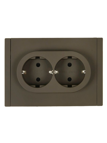 Фортепиано серый розетка скрытая 2-мест заземление шторки IP20 