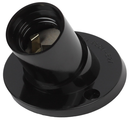 Патрон накладной E27 карболит черный ЭРА наклонный