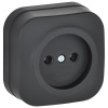 Глори черный розетка открытая 1-мест IP20 