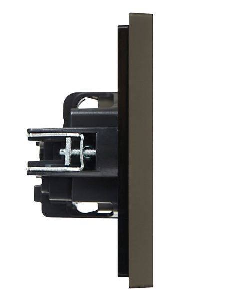 Фортепиано серый розетка скрытая 1-мест заземление шторки IP20 винтовое крепление