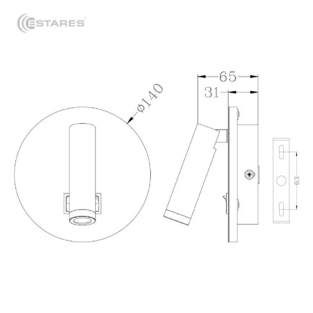 Светильник настенный (спот) свд 10Вт 4000К 900лм белый поворотный Estares