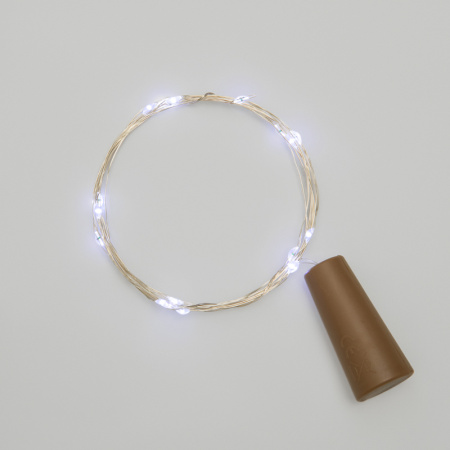 Гирлянда нить 2м белый 20свд IP20 медный провод Роса с пробкой 3хLR44