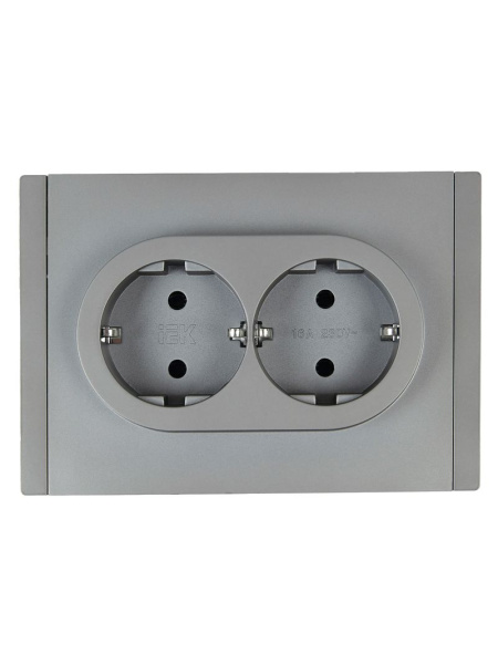 Фортепиано сталь розетка скрытая 2-мест заземление быстрозажим. клем. IP20 