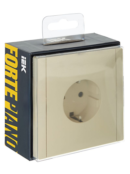 Фортепиано ваниль розетка скрытая 1-мест заземление шторки IP20 винтовое крепление